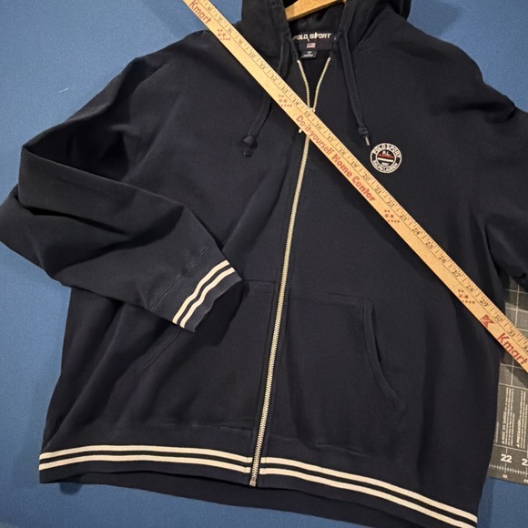 Polo Sport Full-Zip Hoodie Jacket Mens L Navy Blue Slight Wash Fade Y2K - Picture 5 of 10